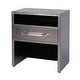 preview thumbnail 1 of 4, Allman 24 in. W Rectangular Wood and Leather 1 Drawer Nightstand with Open Shelf Silver