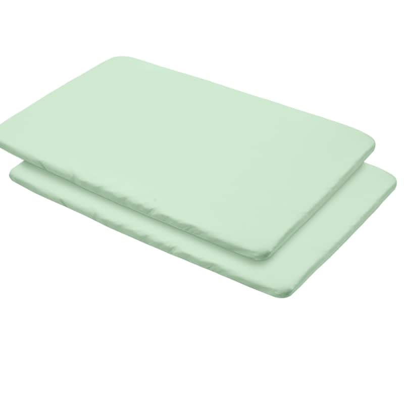 BreathableBaby All-in-One Fitted Sheet & Waterproof Cover for 39" x 27" Play Yard Mattress (2-Pack) - Mint Green