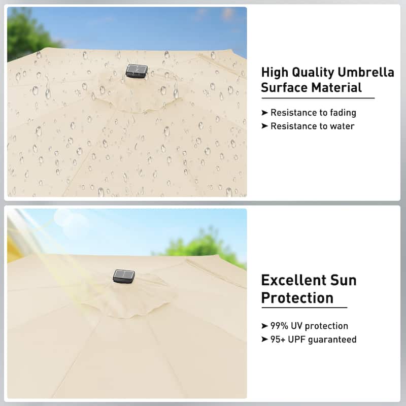 Ainfox 10ft Patio Umbrella with Lights Outdoor Solar Umbrella