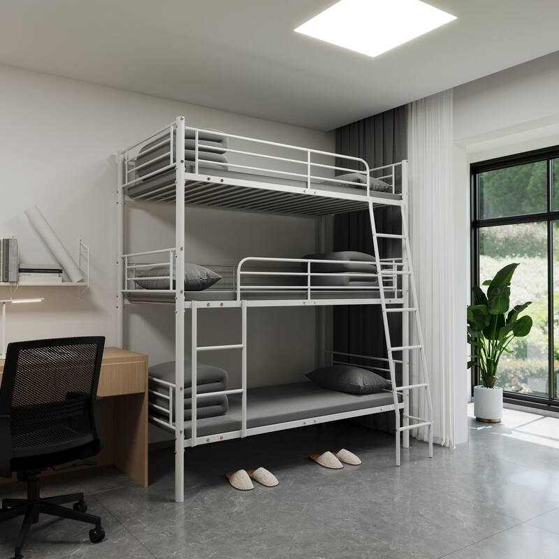 Space-Saving Twin Metal Triple Bunk Bed, Easy to Assemble, Can Be Split Into Three Separate Beds