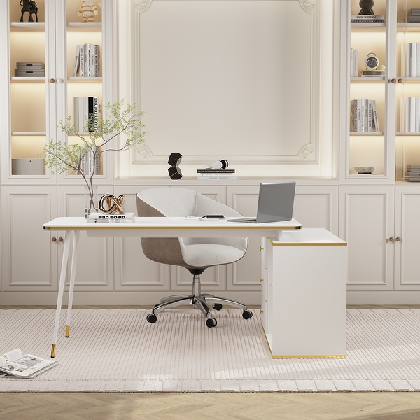 Reversible L Shaped Desk Corner Computer Desk 55