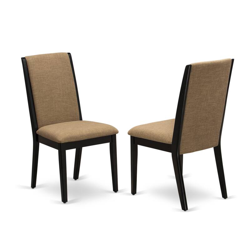 East West Furniture Lancy Parson Chairs - Linen Fabric Padded Dining Chairs, Set of 2, (Finish Options)