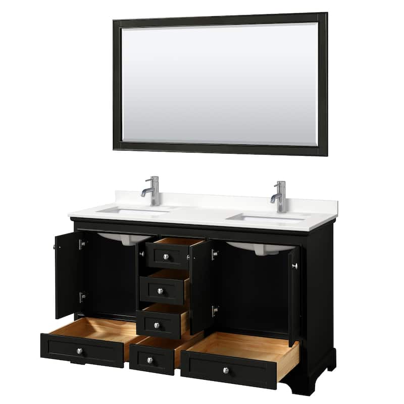 Deborah 60-inch Double Vanity, Quartz Top, 58-inch Mirror