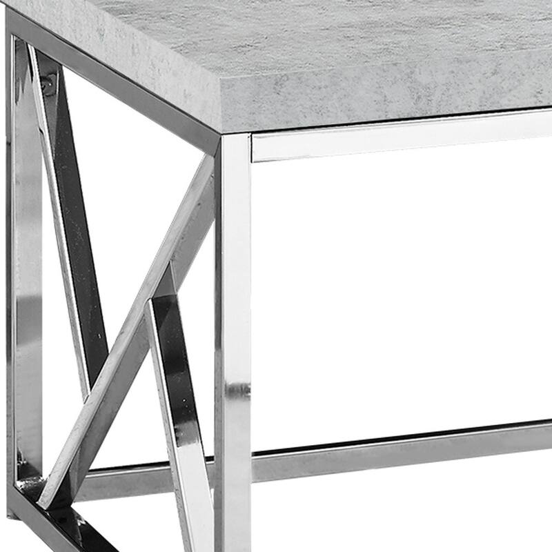 HomeRoots 47" Gray And Silver Cement And Iron Coffee Table