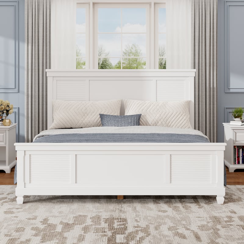 Christopher Knight Home - Elsa Elegant White Solid Wood Platform Bed with Farmhouse Style - White - Queen