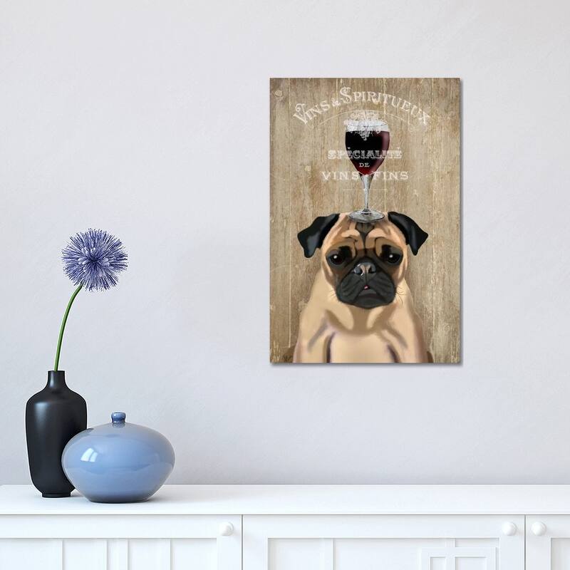 iCanvas "Dog Au Vin, Pug" by Fab Funky Canvas Print - 18x12x1.5