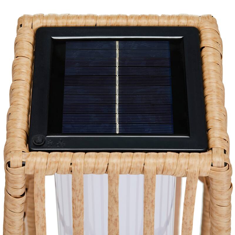 Solar Floor Lantern Outdoor Wicker Rattan Patio Light Vertical 7"x27"