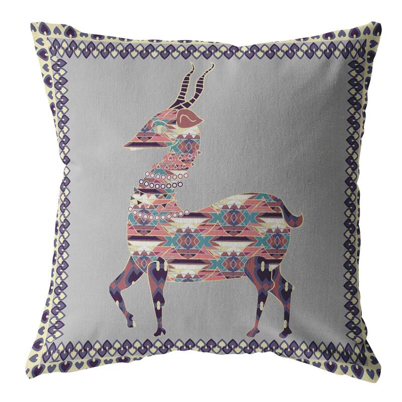 Amrita Sen Standing Deer Faux Suede Throw Pillow Zip - 16 x 16