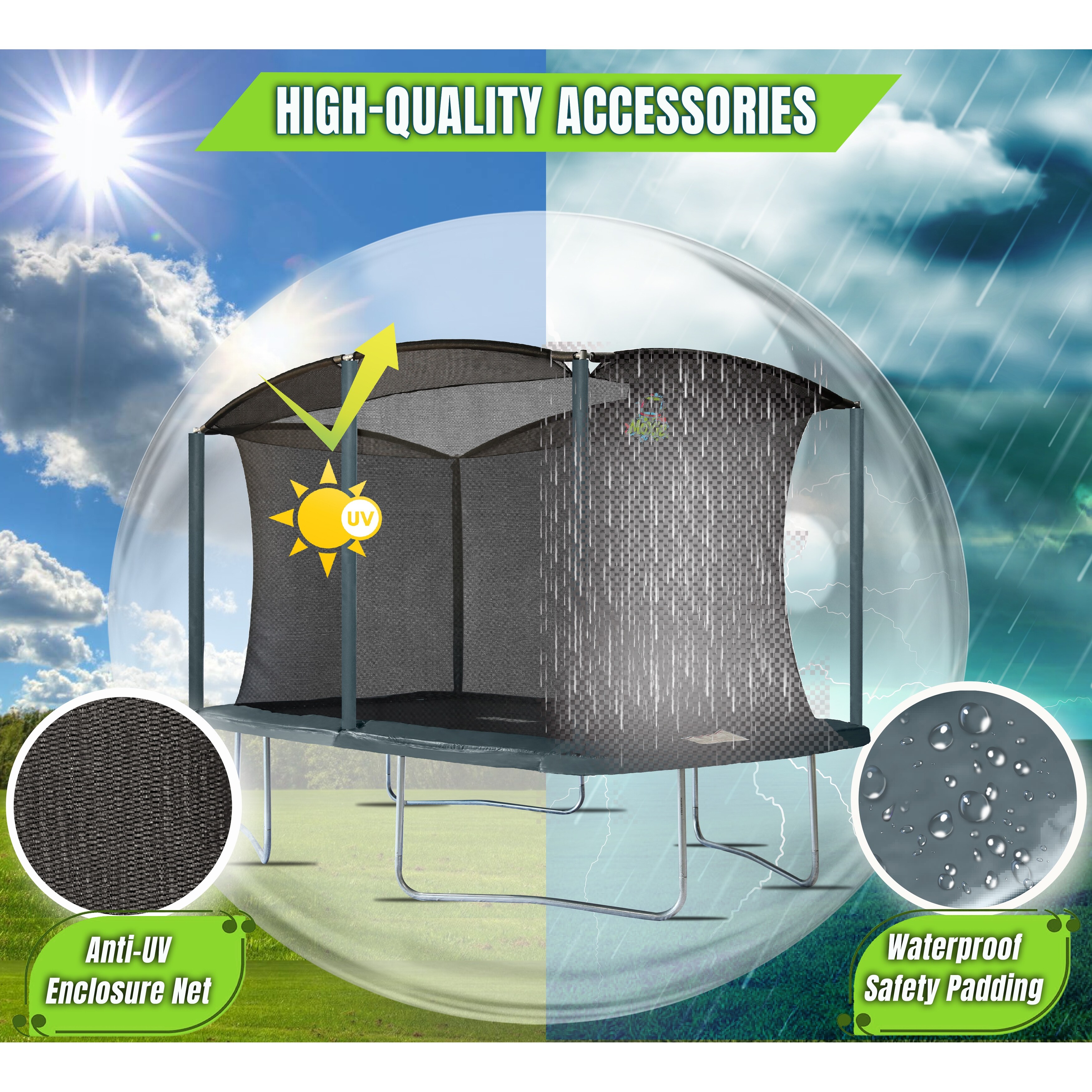 Machrus Moxie 8 x 12 FT Rectangular Outdoor Trampoline Set with