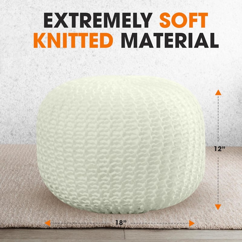 Cheer Collection Decorative 18-inch Chunky Hand-knit Pouf Ottoman