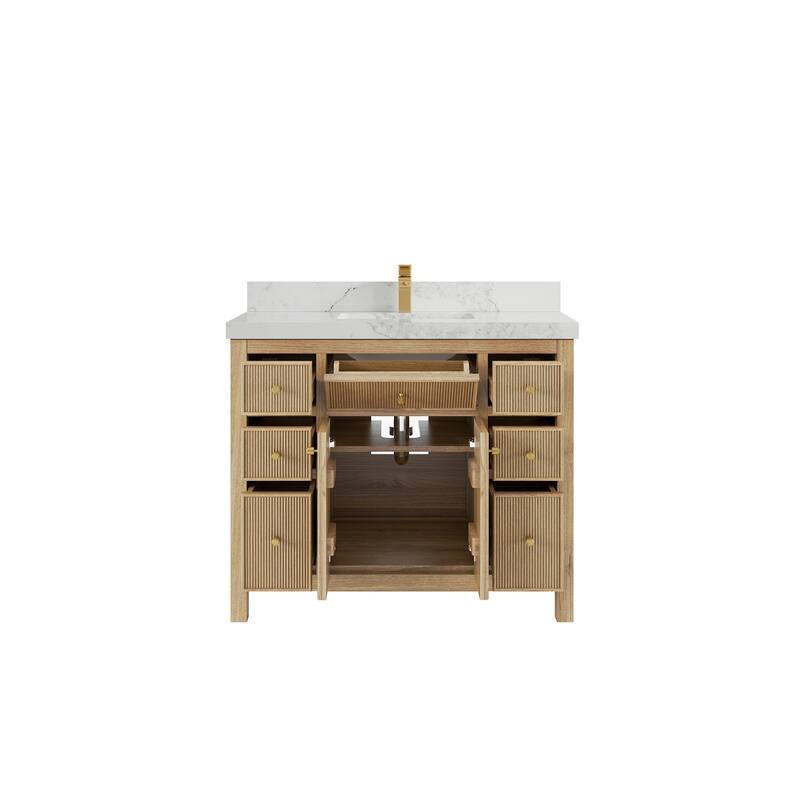 Willow Collections 42 in. W x 22 in. D Sonoma Teak Single Sink Bathroom Vanity with Countertop