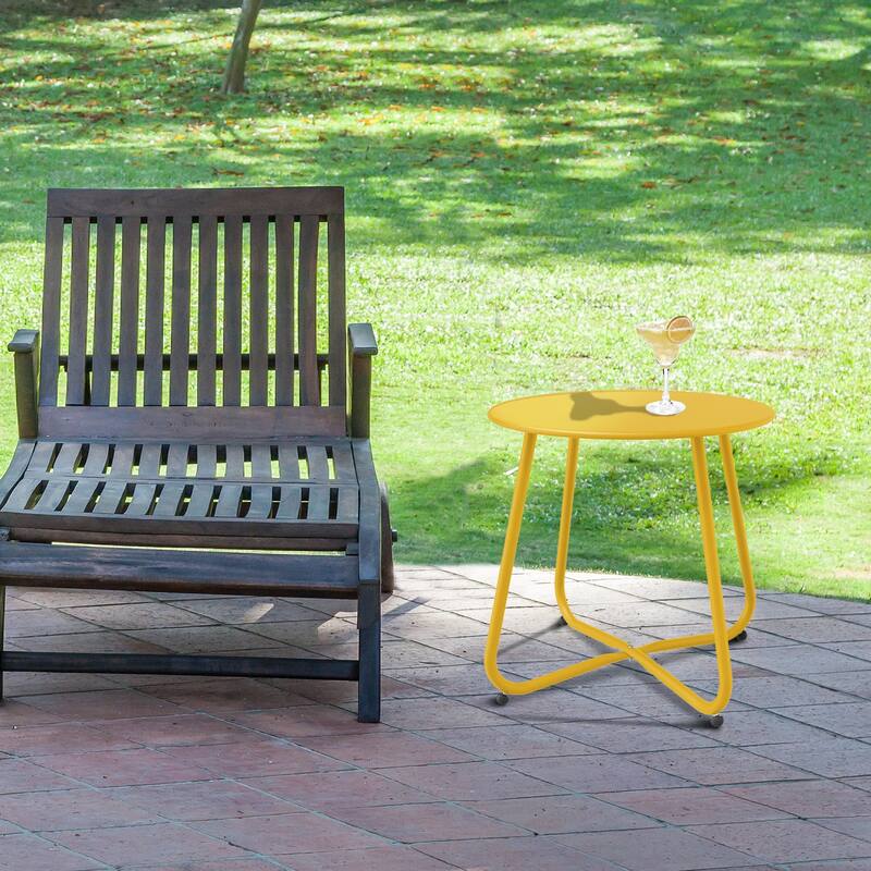 18 in. Small Round Side Table Outdoor Side Table Patio End Table