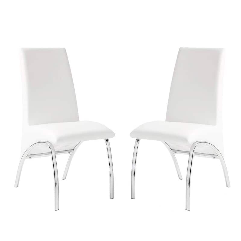 2PCS Leatherette Upholstered Side Chairs with Chrome Legs