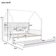 preview thumbnail 31 of 52, Semi-enclosed Wooden House Bed Frame with Pull Out Trundle Bed and Side Storage Shelf for Kids, Teens - No Box Spring Needed