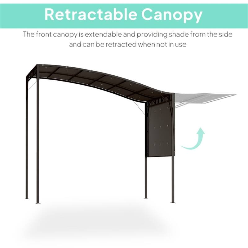 Brown Outdoor Patio Gazebo Awning with UV Water Resistant Canopy and Steel Frame Included Stakes - 9.8' L x 8.2' W x 6.6'-8.2' H