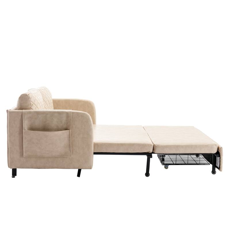 Modern Velvet Loveseat Couch with Pull Out Bed