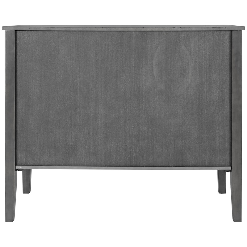Roomfitters Adjustable Shelf Storage Sideboard with Retro Metal Handles and Pinewood Legs for Living Room, Study
