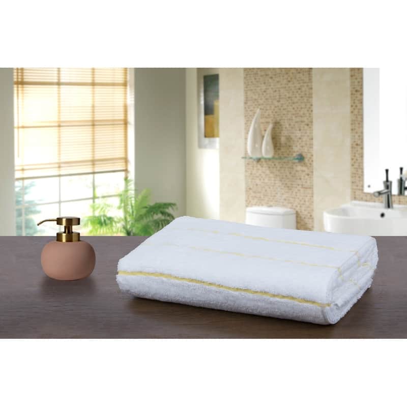 Pure Cotton Beach Towel Absorbent Cabana Striped by Ample Decor - 30" x 68"