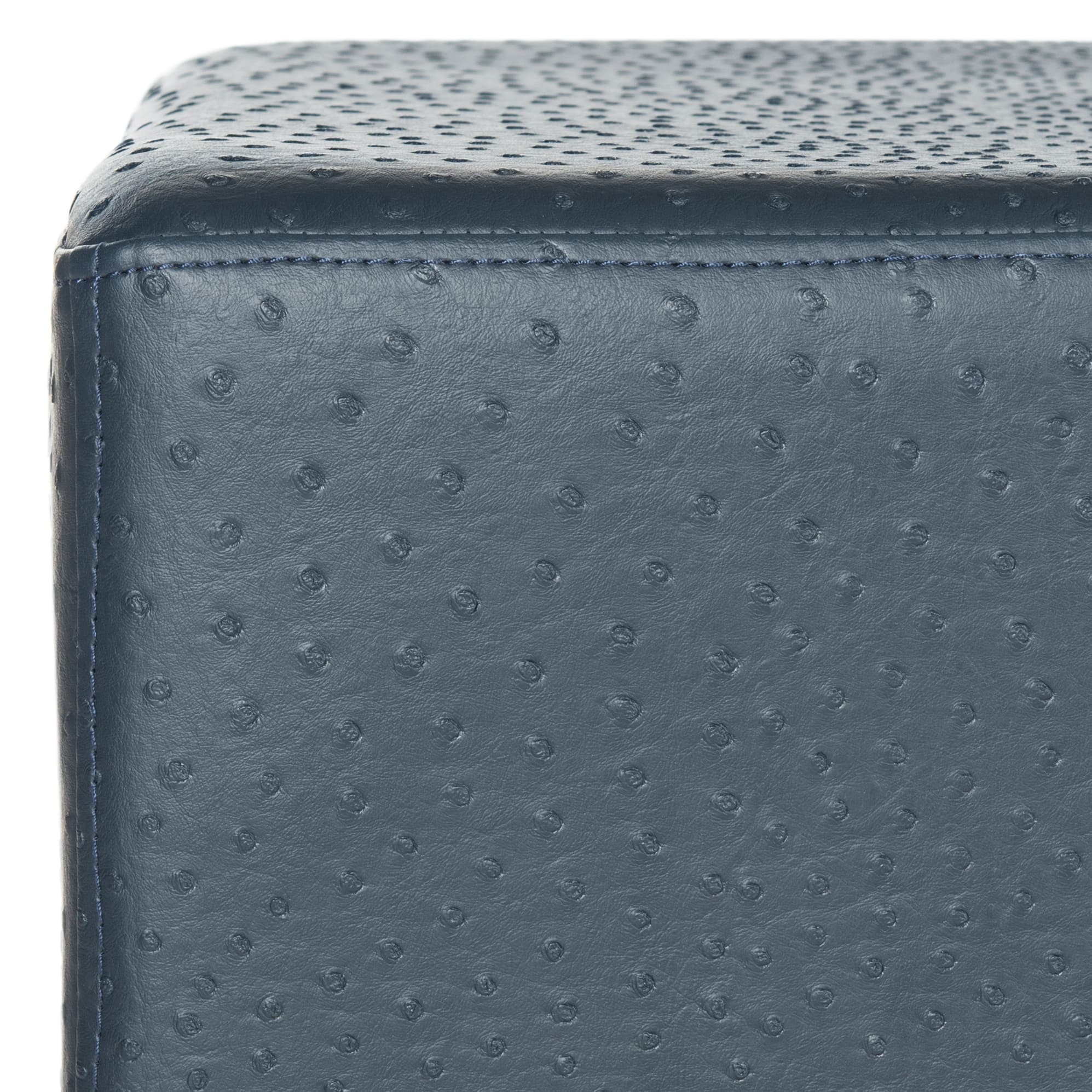 SAFAVIEH Julian Faux Ostrich Tray Navy Ottoman/Coffee Table On Sale