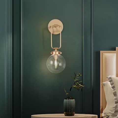 Modern Contemporary 1-light Bathroom Vanity Globe Glass Urban Wall Sconces Dimmable LED - L5" X W7" X H14.5"