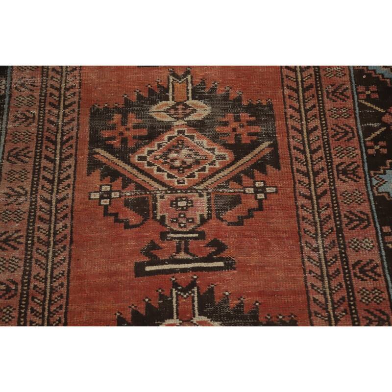 Hand Knotted Oriental 100% Wool Carpet Traditional Geometric Oranges & Rust Hamedan Area Rug - 6' 5'' X 4' 2''