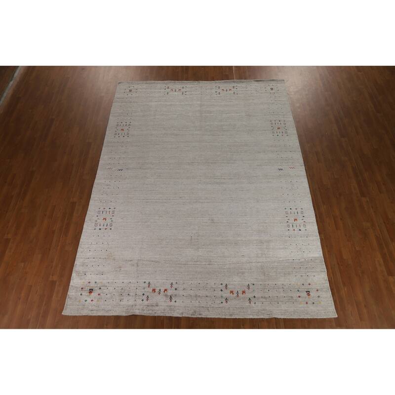 Hand Knotted Oriental 100% Wool Carpet Tribal Tribal Beige & Ivories Gabbeh Area Rug - 12' 2'' X 8' 11''