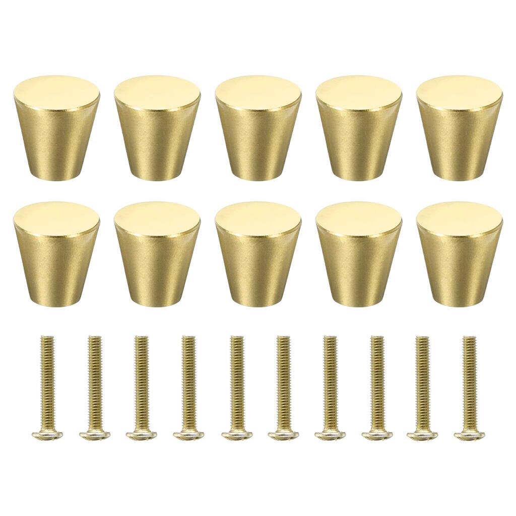 Solid Knobs, 10 Pack Cabinets Knob with Screw M4, Gold