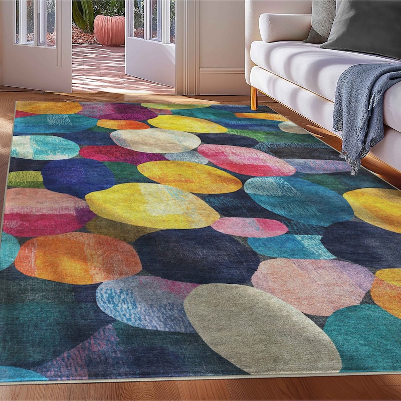 Well Woven Apollo Abstract Eclat Modern Bold Multicolor Low Pile Rug - 3'3" x 5' - Multi