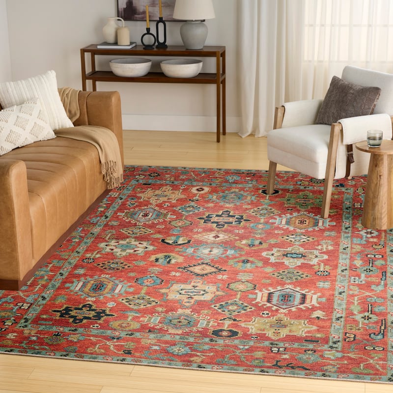 Nourison Vintage Washables Indoor only Red Persian Area Rug
