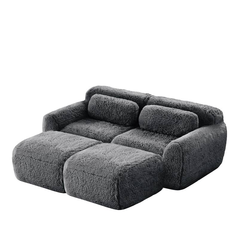 Roomfitters 80" Soft Plush Boneless Sofa with Chaise, No Assembly 32D Sponge Couch