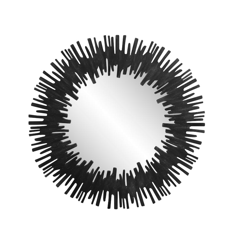 Sunburst Black Accent Wall Mirror - 33.5"×33.5"