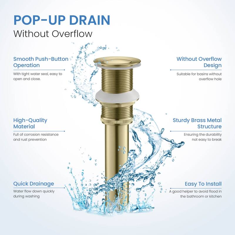 Pop Up Drain Stopper for Bathroom without Overflow