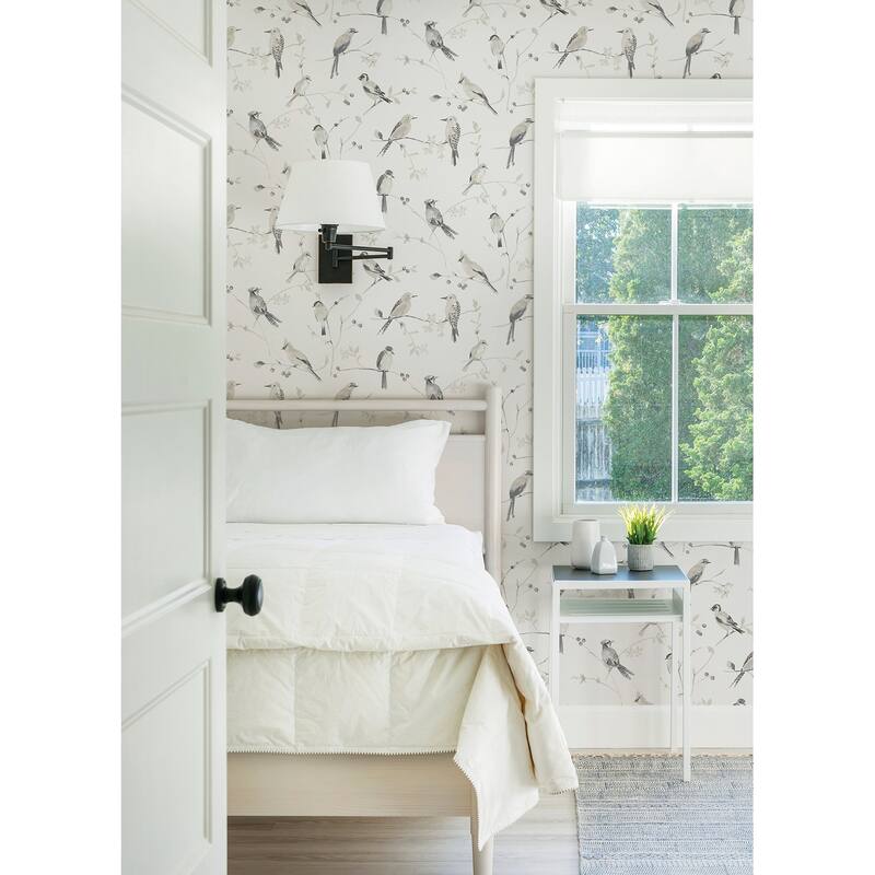 Chesapeake Birdsong Grey Trail Wallpaper