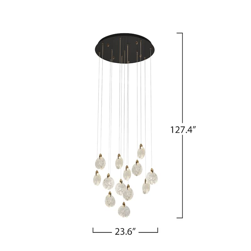 Artcraft Snowflake Chandelier - Matte Black with Satin Brass Accent