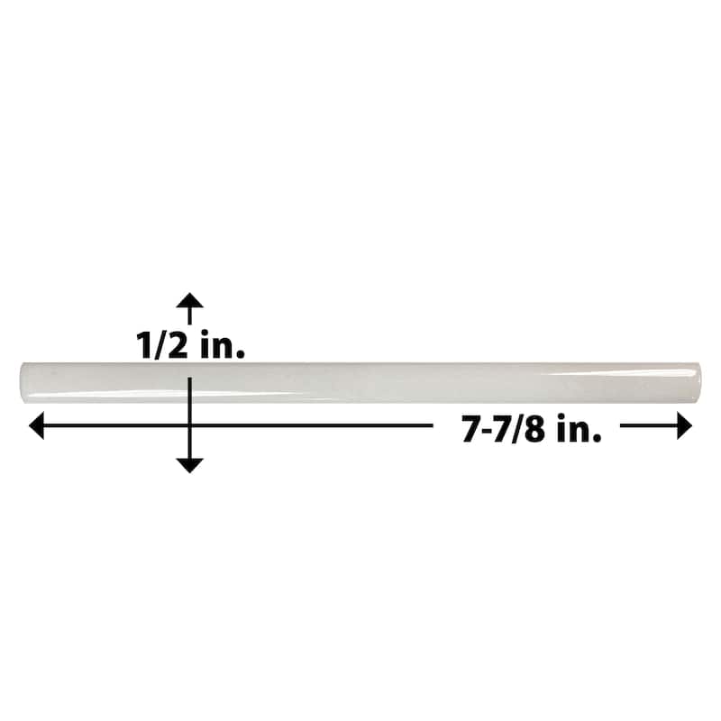 Merola Tile Coco Demi-Bullnose Glossy Cloud White 1/2" x 7-7/8" Ceramic Wall Trim - (1 Tile)