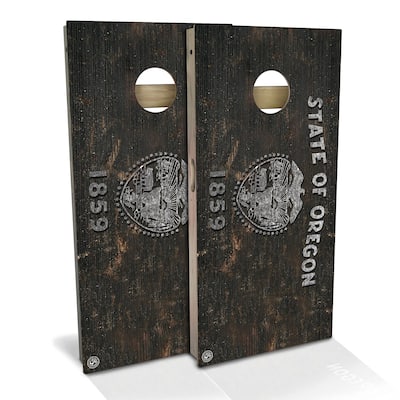 Oregon Flag Rustic Outdoor Cornhole Board Set