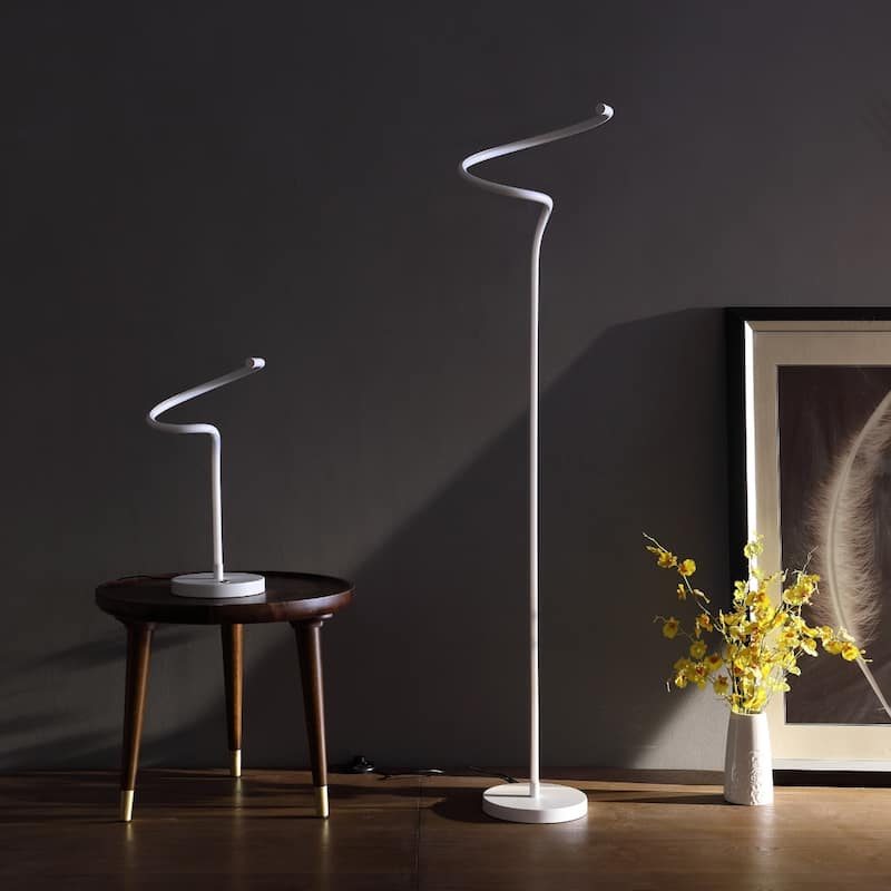 White Aluminum LED Floor Lamp with Integrated Bulb and Inline Switch - 11” x 11” x 50.75” (D x W x H)
