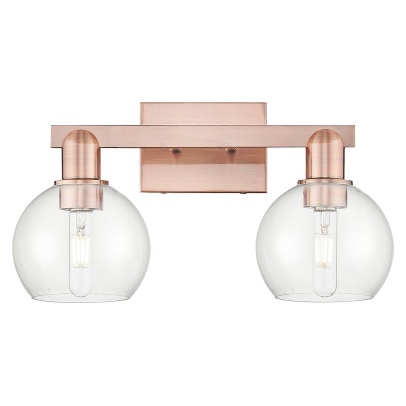 Innovations Lighting 716-2W-10-17 Athens Vanity Athens 2 Light 17" - Antique Copper / Clear