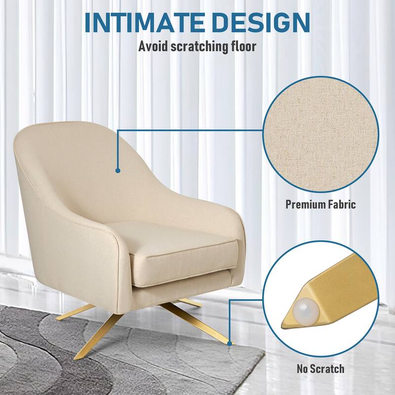 VredHom Modern Swivel Accent Chair with Stainless Steel Legs