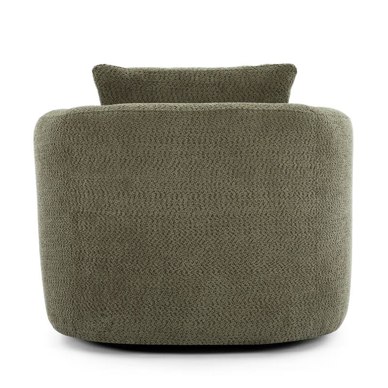 Chenille Upholstered Swivel Barrel Sofa Chair