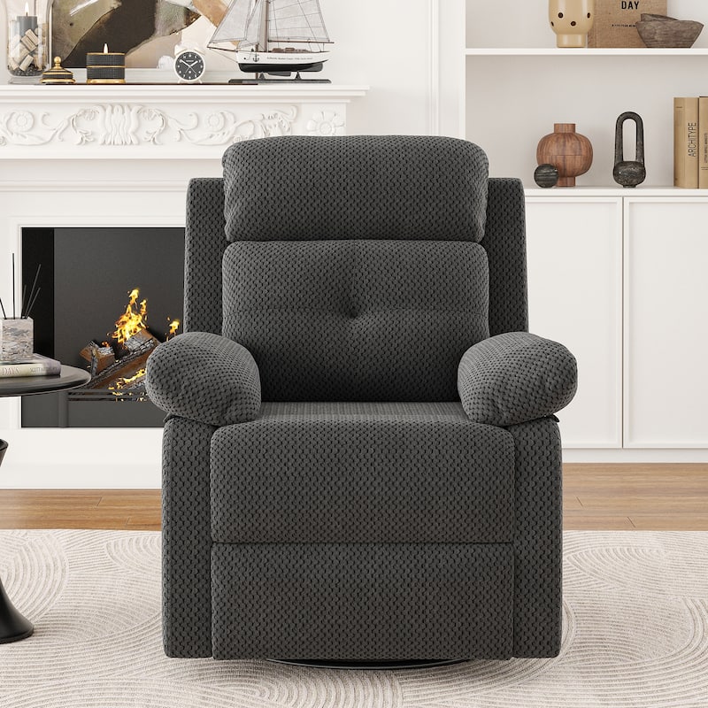 Recliner Chair with 360° Swivel, Soft Cushion Seat Rocker Accent Chair, Lounge Chaise Chair with Footrest