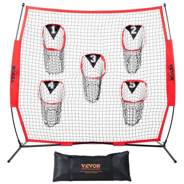 slide 1 of 1, VEVOR Football Trainer Throwing Net,with 5 Target Pockets, Improve QB Throwing Accuracy