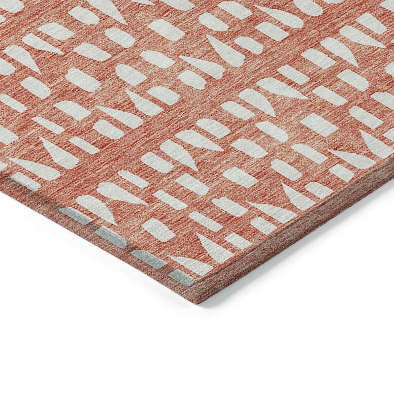 Machine Washable Indoor/ Outdoor Contemporary Imprints Chantille Rug