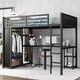 preview thumbnail 2 of 9, Black Full XL Loft Bed with Desk,Wardrobe and Storage for Home,Black