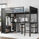preview thumbnail 16 of 37, TwinXL/FullXL/Queen Size Loft Bed Frame with Built-in Wardrobe