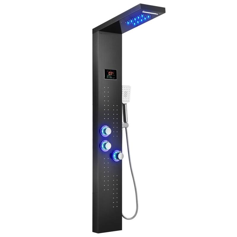 52 in. LED Shower Panel System with Thermostatic in Brushed Black