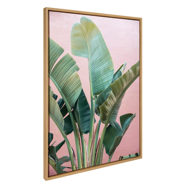 Kate and Laurel Sylvie Tropic Pink Framed Canvas by Alicia Bock - 28x38 - Natural