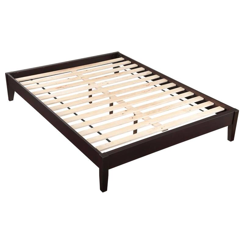Full Size Wood Platform Bed with Tapered Legs and Headboard Compatible