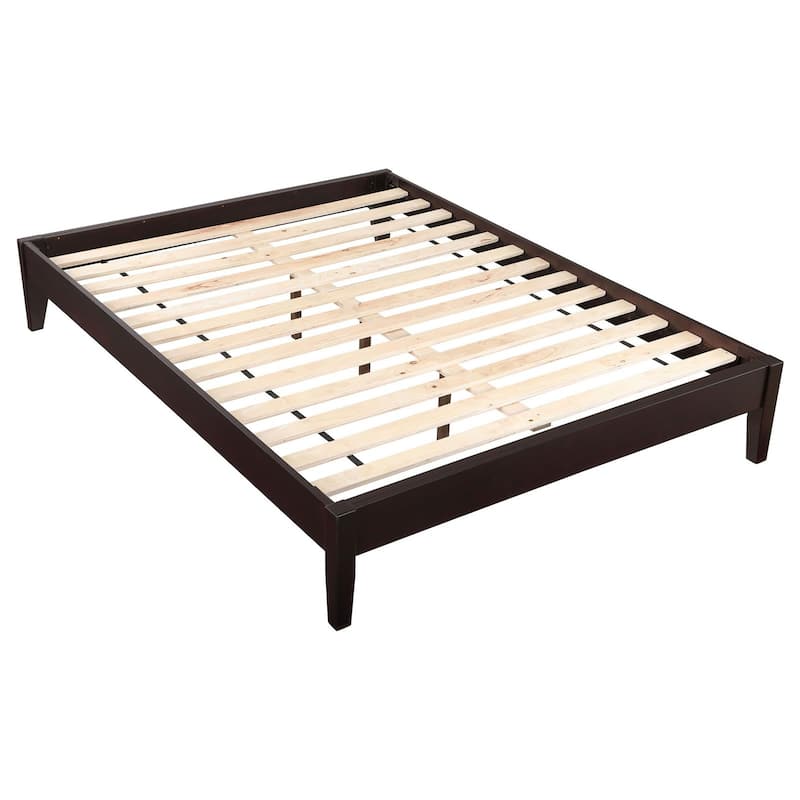 Queen Size Wood Platform Bed with Tapered Legs and Headboard Ready