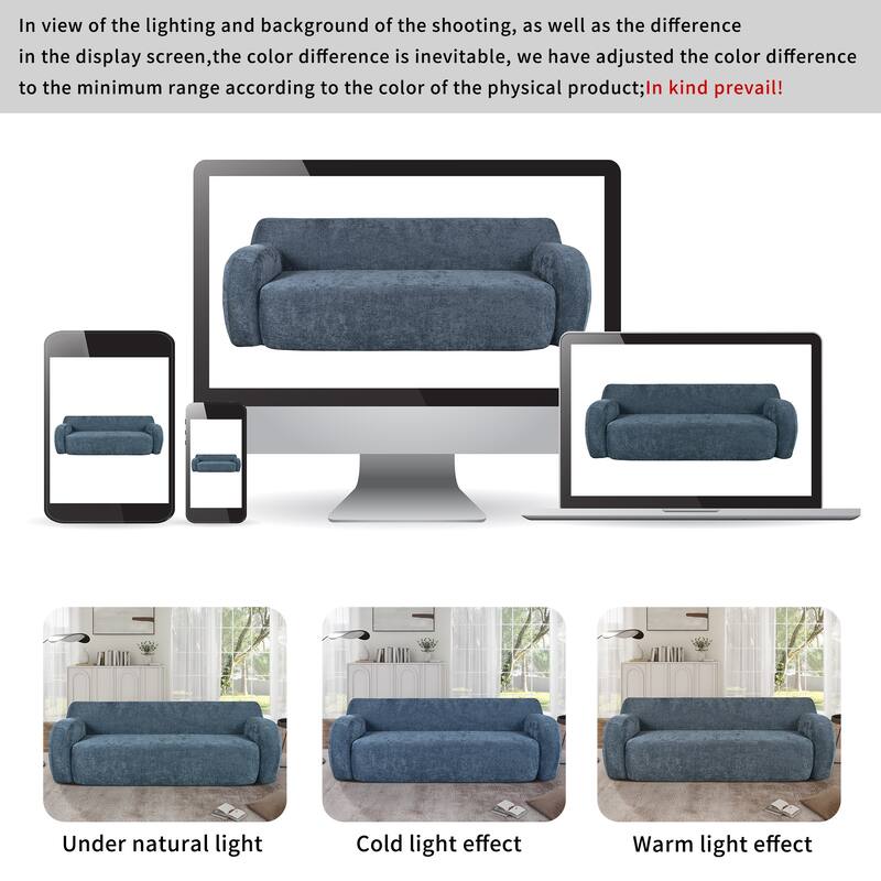 81.5" Ergonomic 3-Seater Curved Sofa, Modular for Living Room, Bedroom, or Apartment